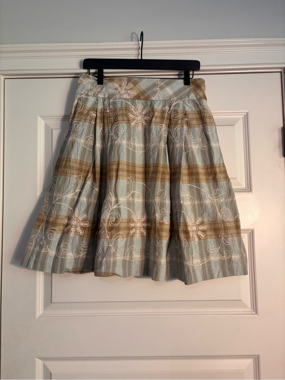 vintage blue and yellow plaid skirt size 8
